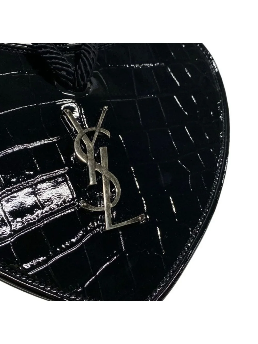 Saint Laurent Paris Clutch Black Heart Embossed Leather